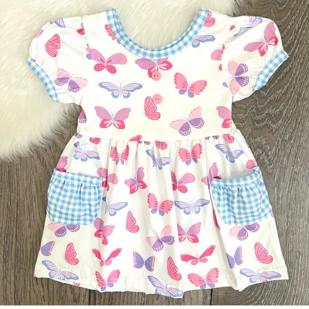 New Girls Boutique Butterfly Dress with Pockets